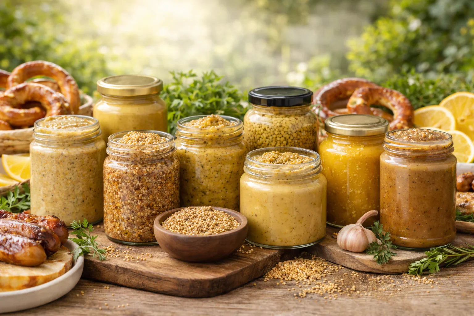 BBQ mustards, horseradish and hot honey condiments