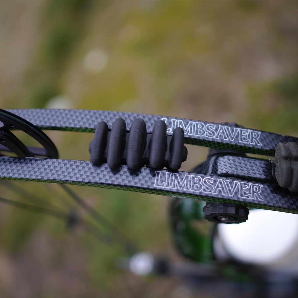 LimbSaver vibration dampeners installed on a compound bow to reduce noise and hand shock