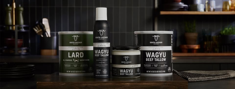 South Chicago Packing Wagyu beef tallow and premium cooking fats for grilling, smoking, frying, baking, and outdoor cooking