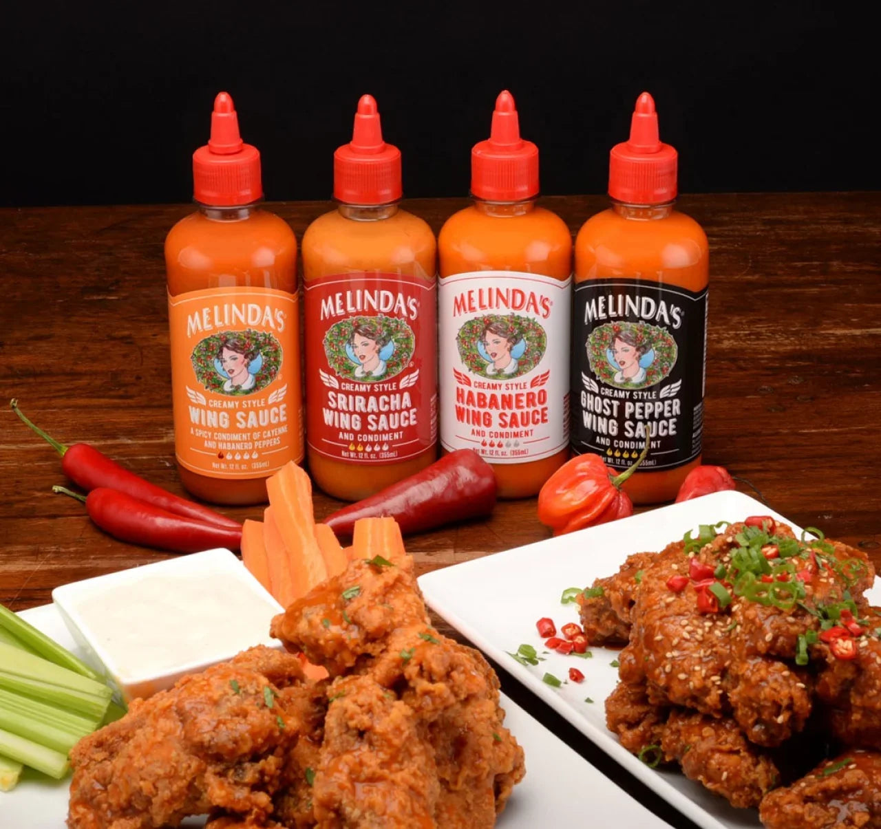 Melinda's hot sauces, wing sauces, gourmet condiments, ketchup, and spicy cooking sauces for BBQ and everyday meals