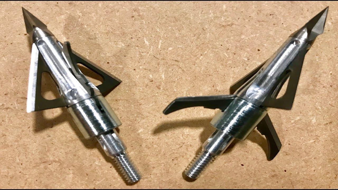 Hybrid broadheads for hunting and archery displayed on outdoor backdrop
