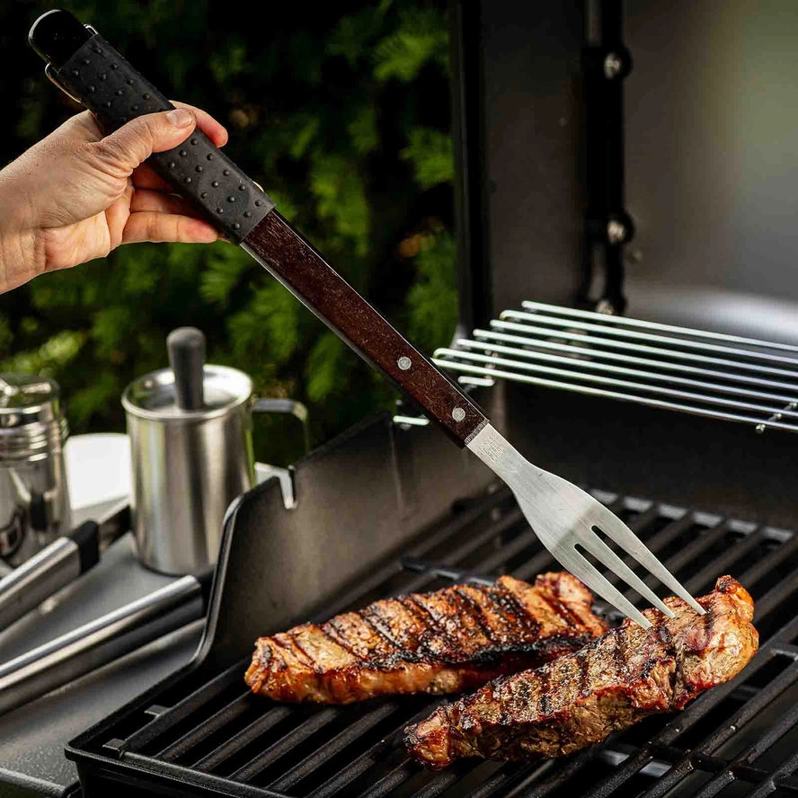 TableCraft 3-Piece Soft-Grip Grilling Tool Set with Dark Wood Handles - Image 7