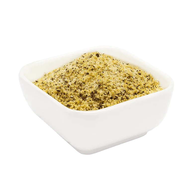 Bowl of seasoned spice blend in a white square dish, ideal for camping and outdoor cooking