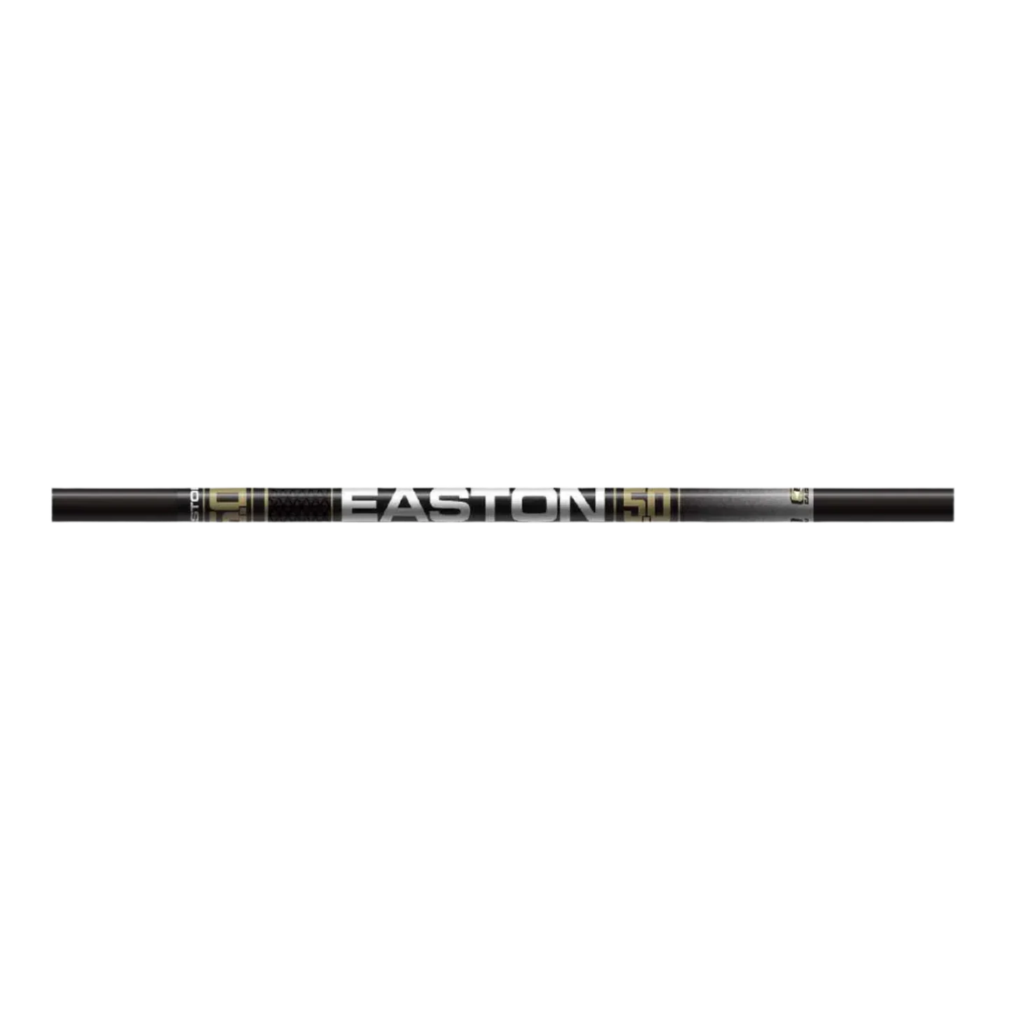 Easton 5MM carbon hunting arrow shaft with black and gold graphics on black background