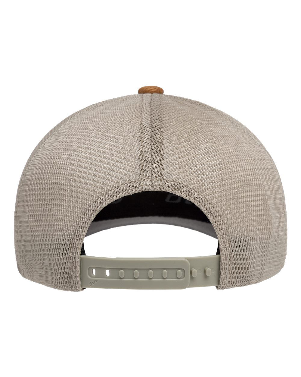 Beige mesh cap with a brown brim on a white background