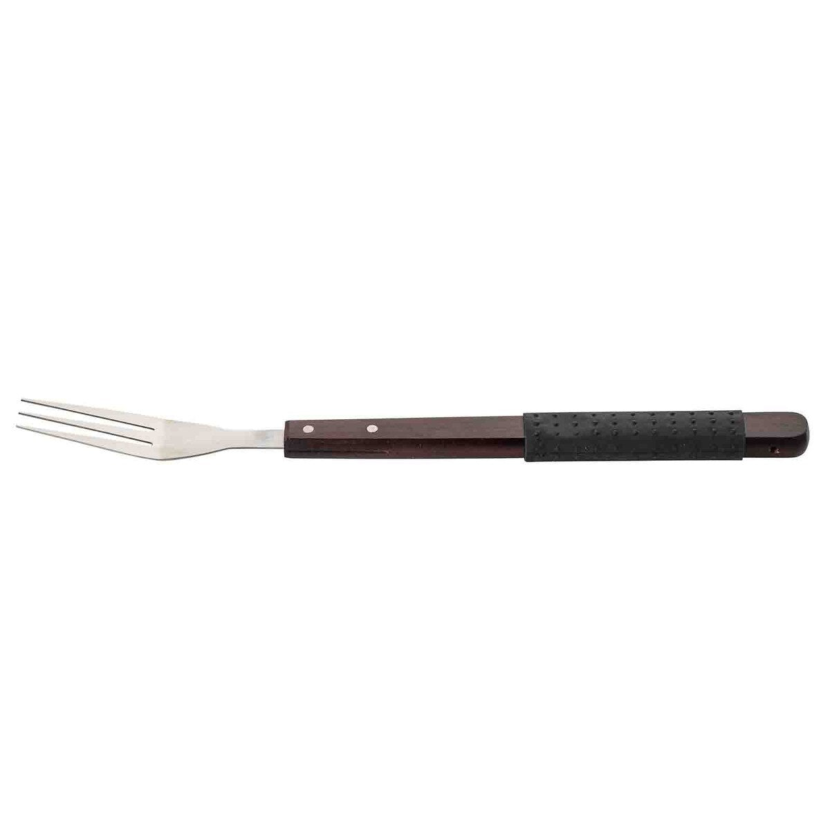 TableCraft Wood Handle Grilling 2-Tined Fork with Soft Grip - Image 2