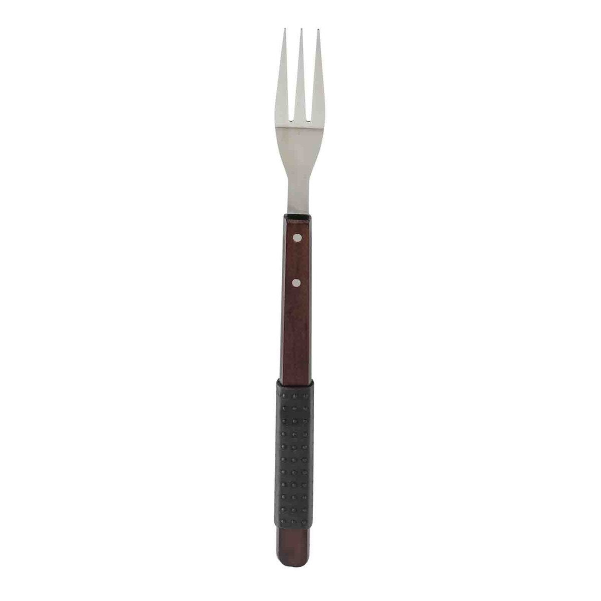 TableCraft Wood Handle Grilling 2-Tined Fork with Soft Grip - Image 3