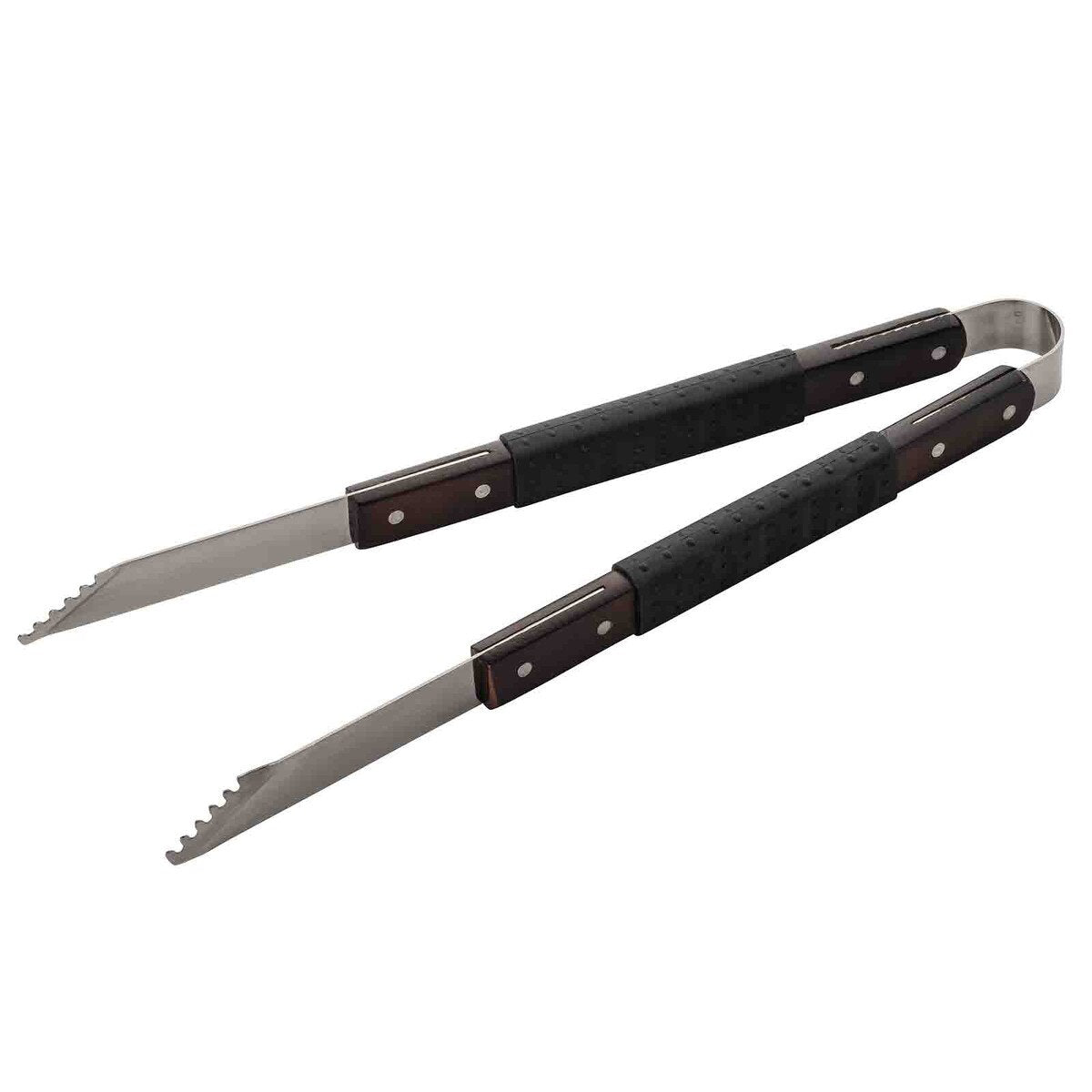TableCraft Wooden Handle Grilling Tongs With Black Soft Grip - Image 5