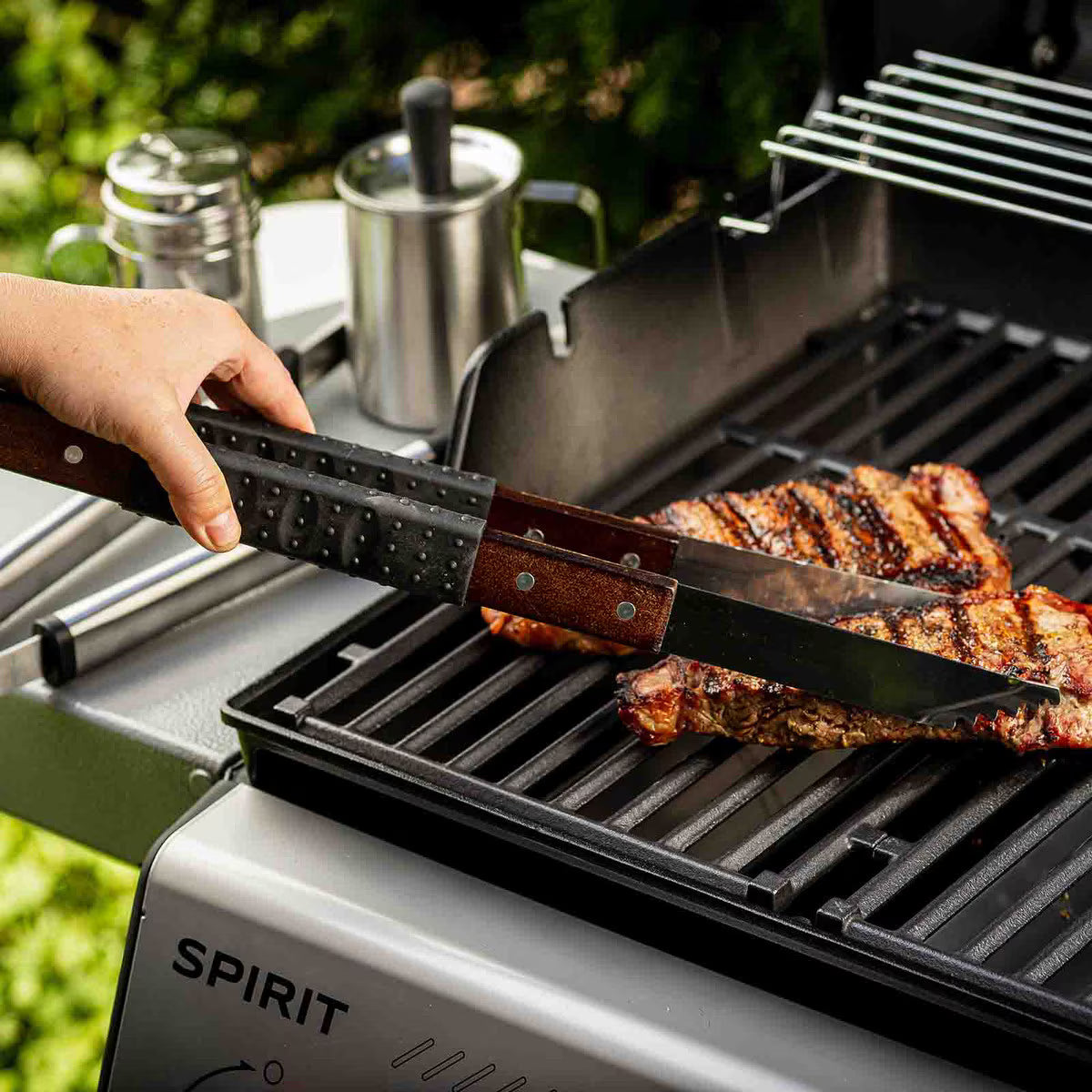 TableCraft Wooden Handle Grilling Tongs With Black Soft Grip - Image 6