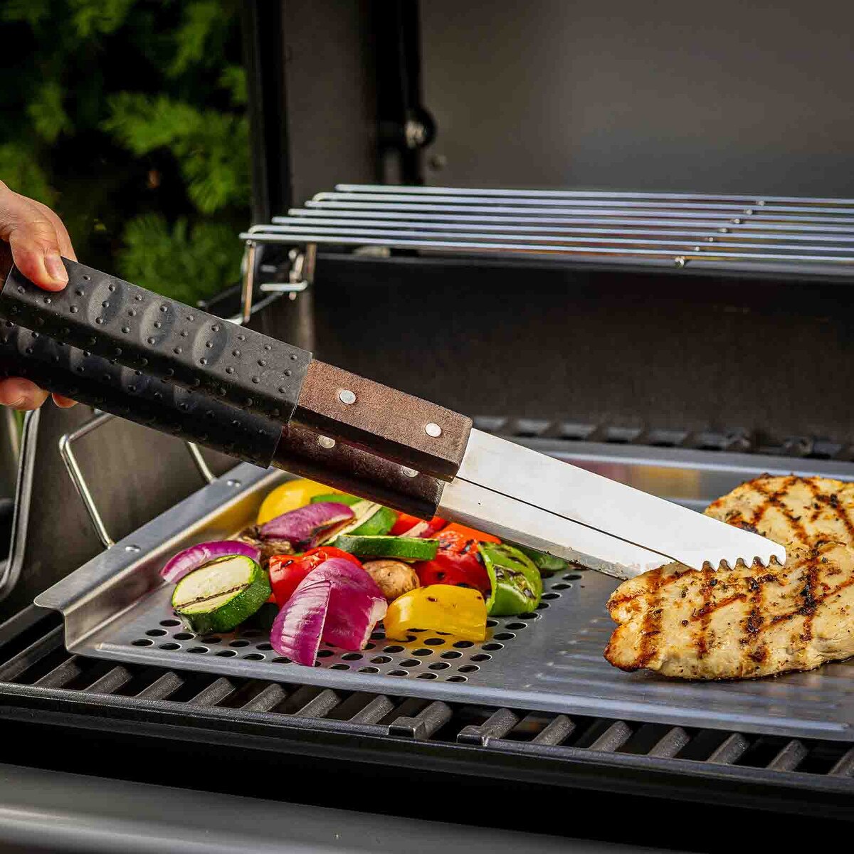 TableCraft Wooden Handle Grilling Tongs With Black Soft Grip - Image 8