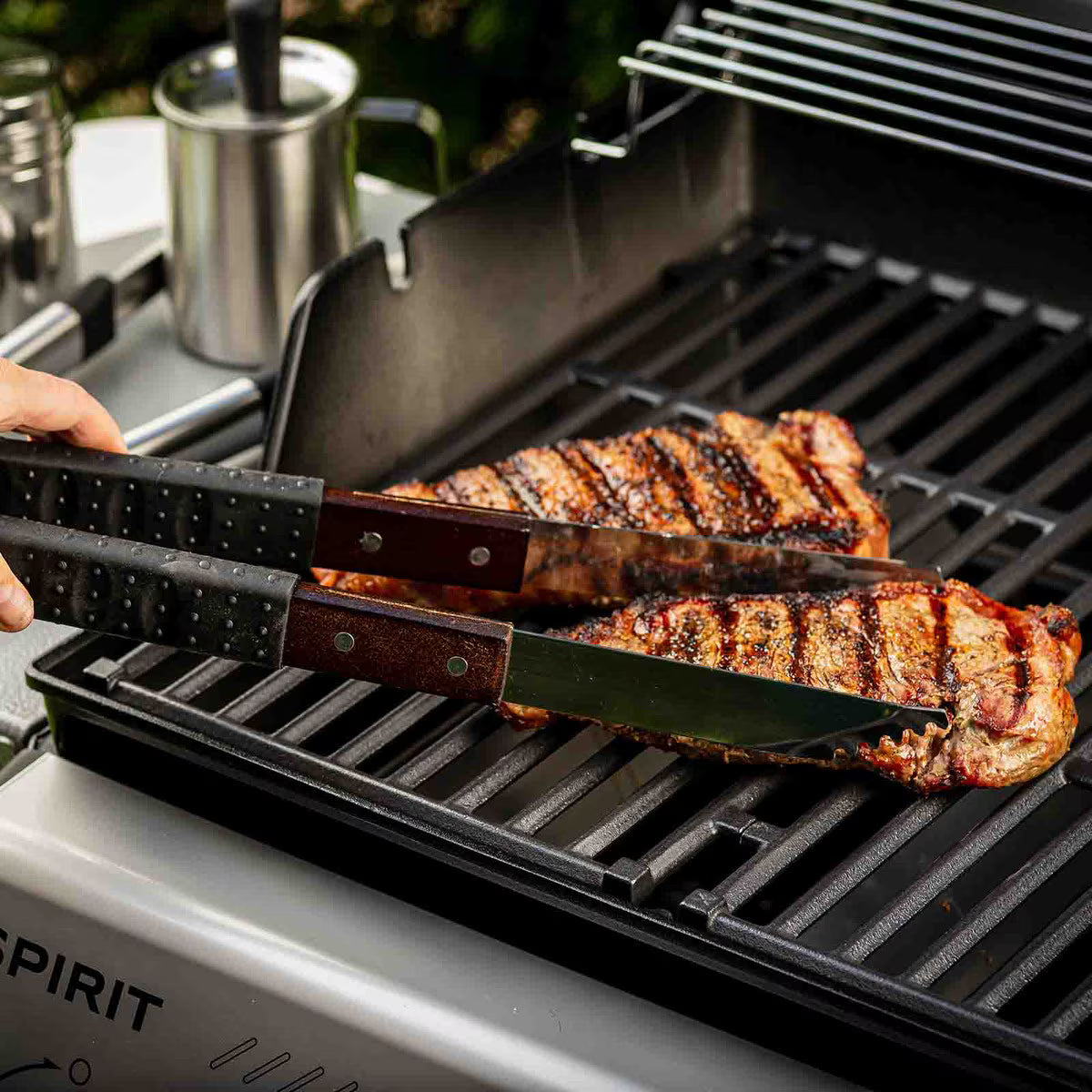 TableCraft Wooden Handle Grilling Tongs With Black Soft Grip - Image 9