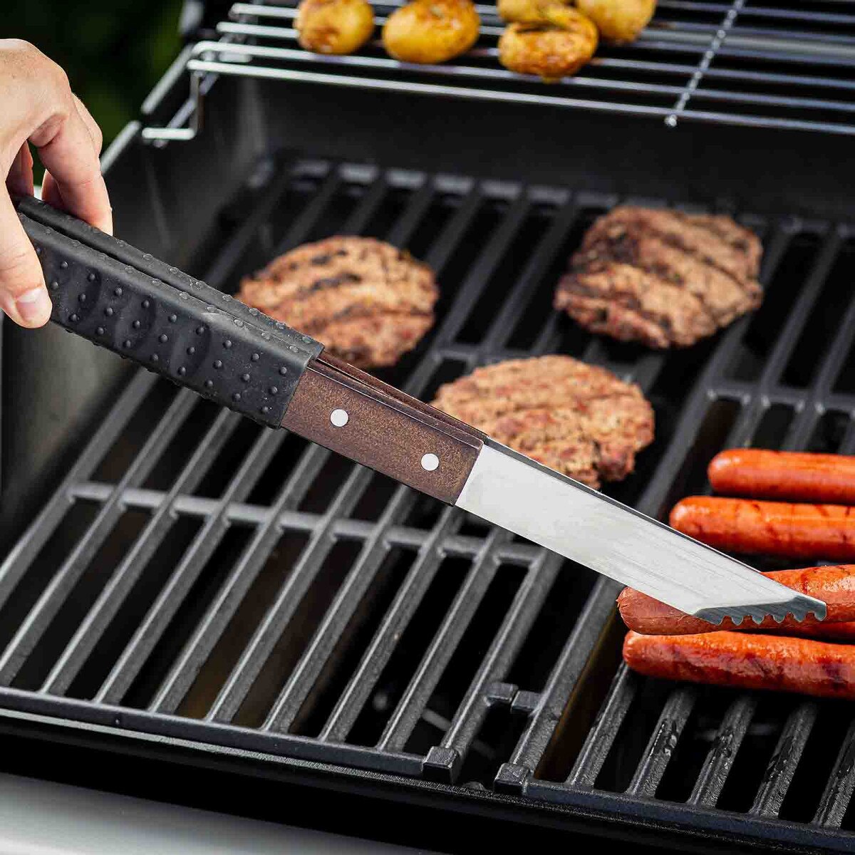 TableCraft Wooden Handle Grilling Tongs With Black Soft Grip - Image 12