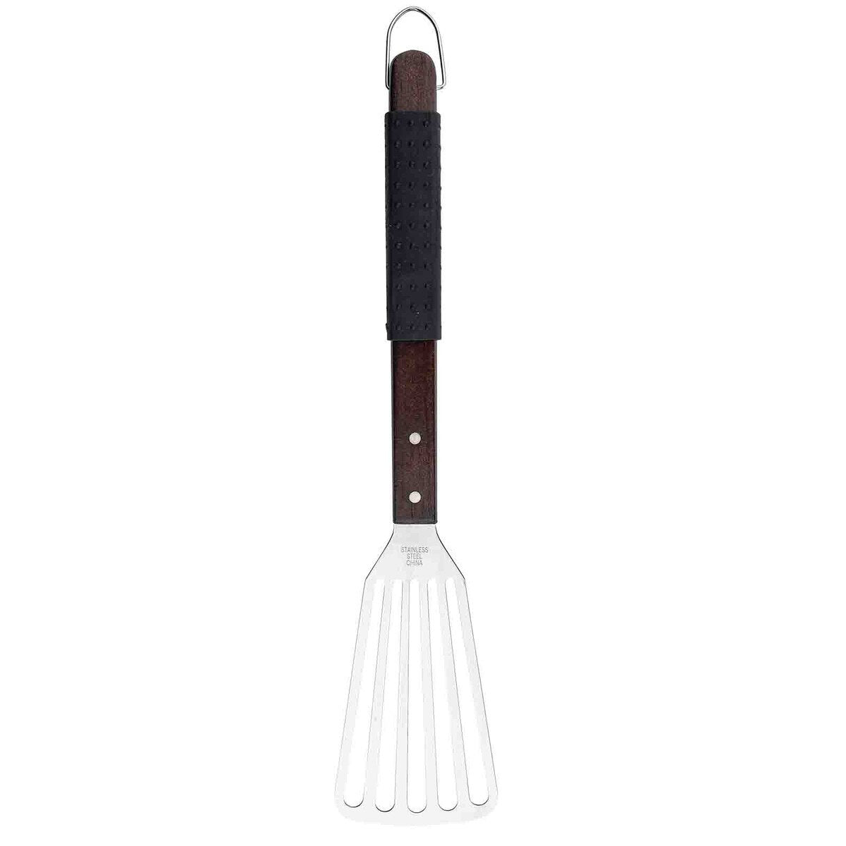TableCraft Wooden Handle Grilling Fish Turner with Black Soft Grip - Image 3