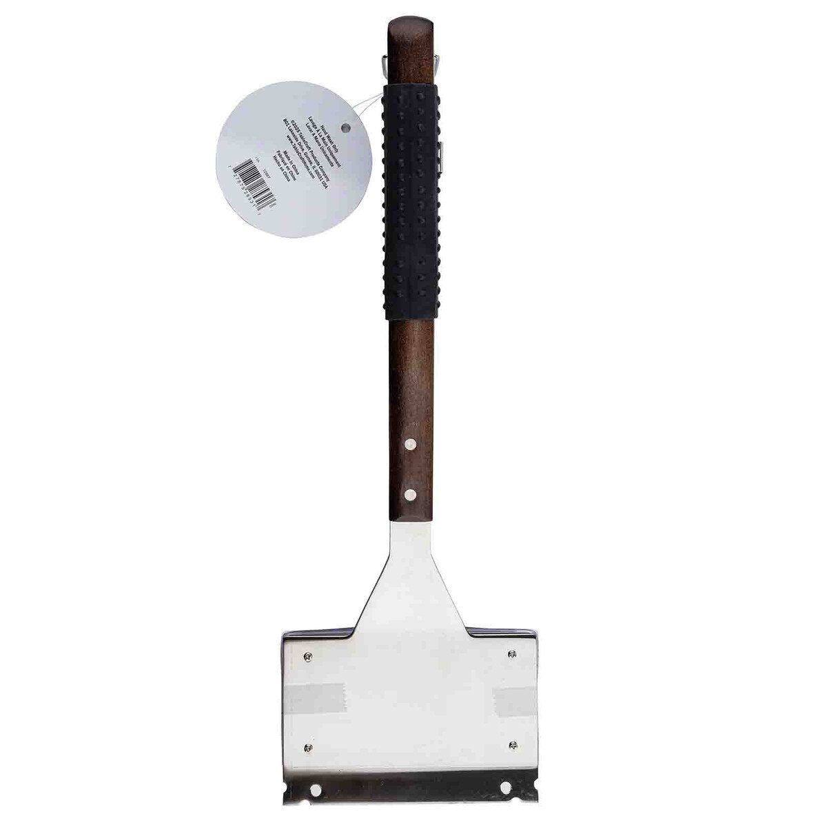 TableCraft Wooden Handle Wide Grill Brush with Black Soft Grip