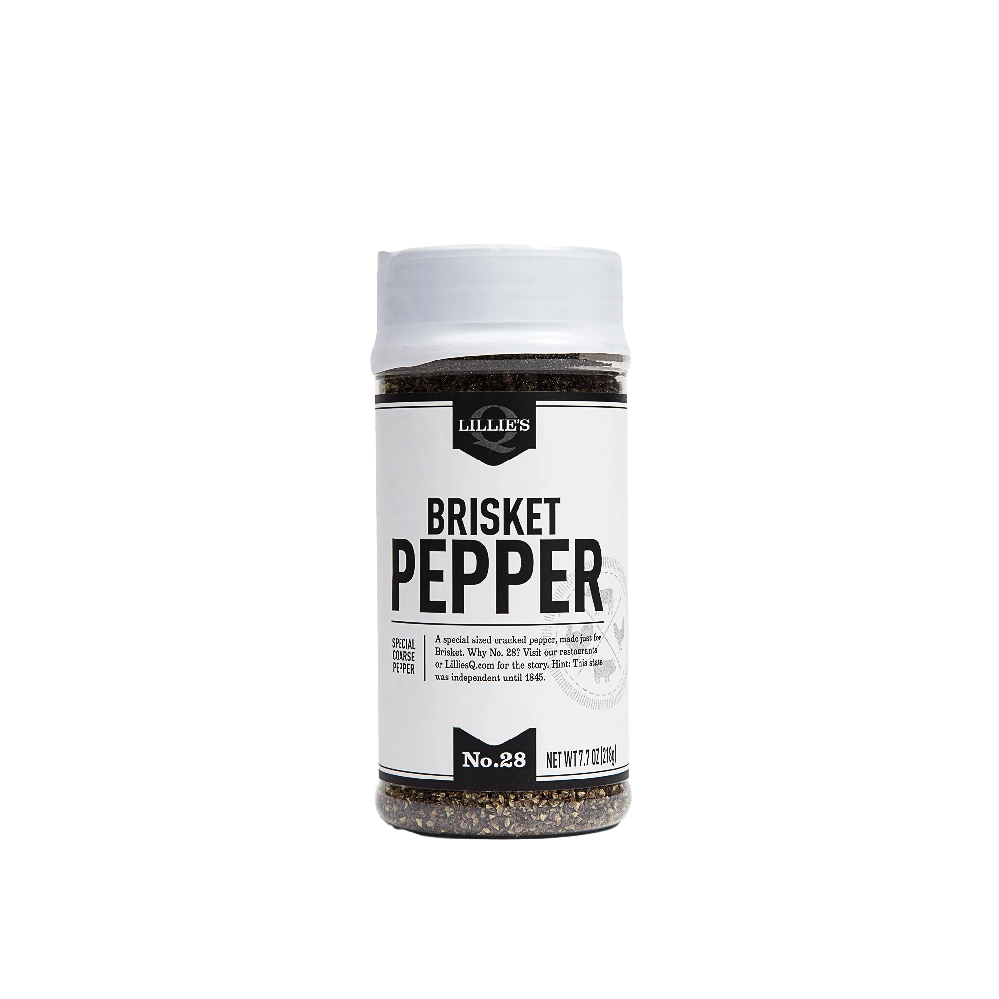 Lillie's Q Brisket Pepper coarse black pepper seasoning for Texas-style brisket, steaks, burgers and BBQ