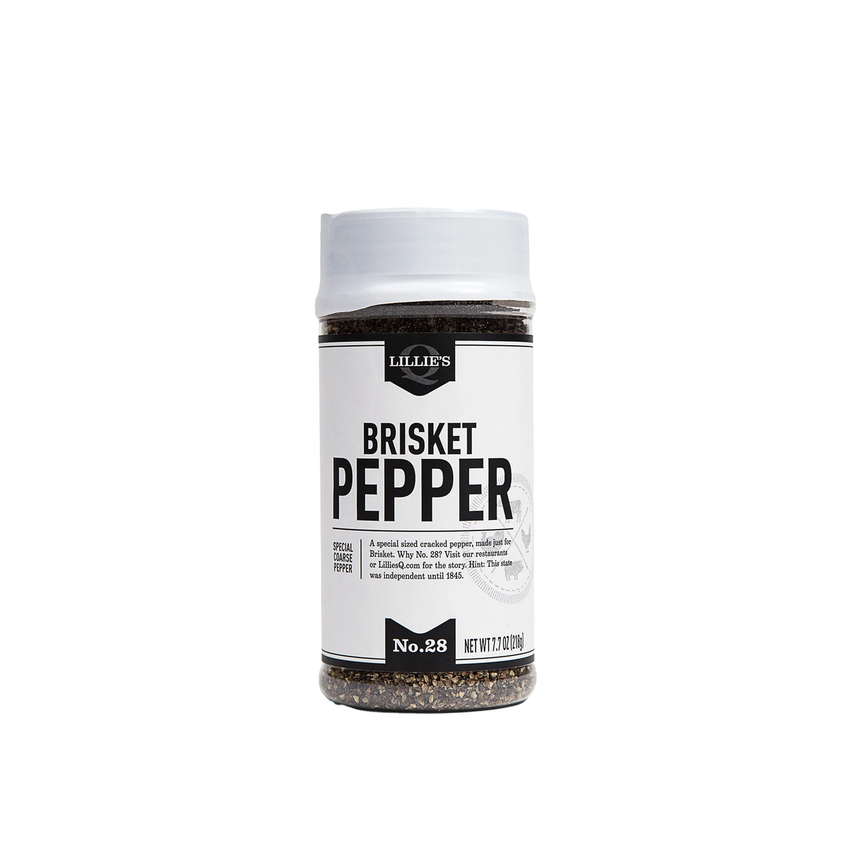 Lillie's Q Brisket Pepper coarse black pepper seasoning for Texas-style brisket, steaks, burgers and BBQ