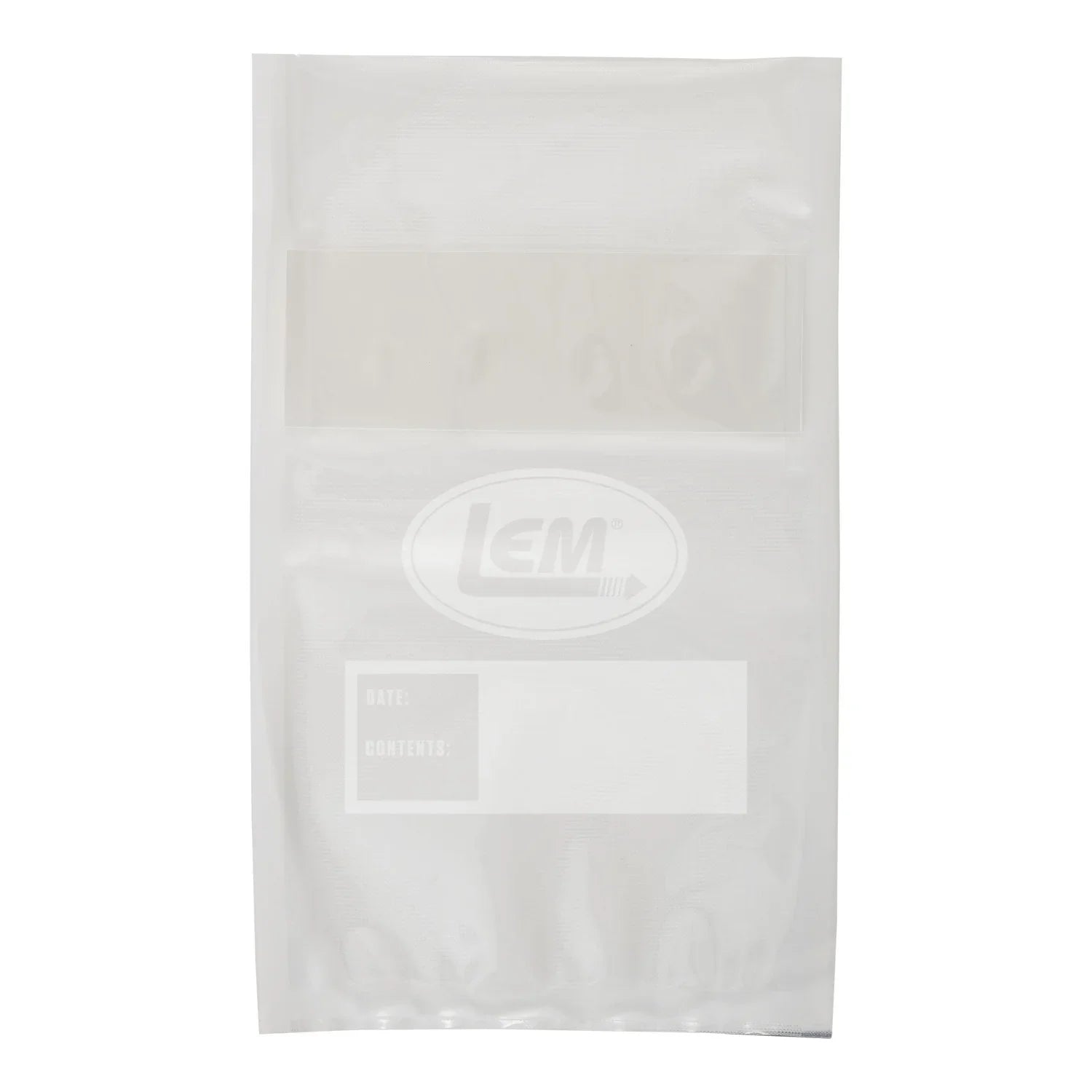 Clear moisture stop storage bag with labeled sections for date and contents