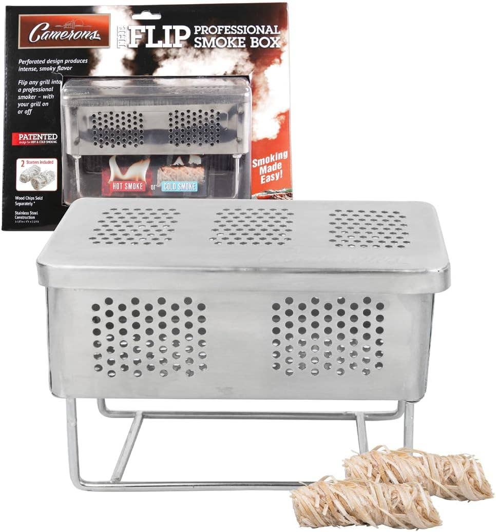 Camerons The Flip Professional stainless steel hot and cold smoker box for gas and charcoal grills