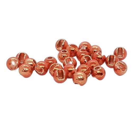 Copper archery nocking points beads for bowstring setup on white background