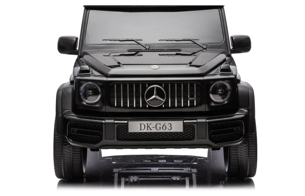 Front view black DK-G63 Mercedes toy car with grille, headlights, and DK-G63 plate