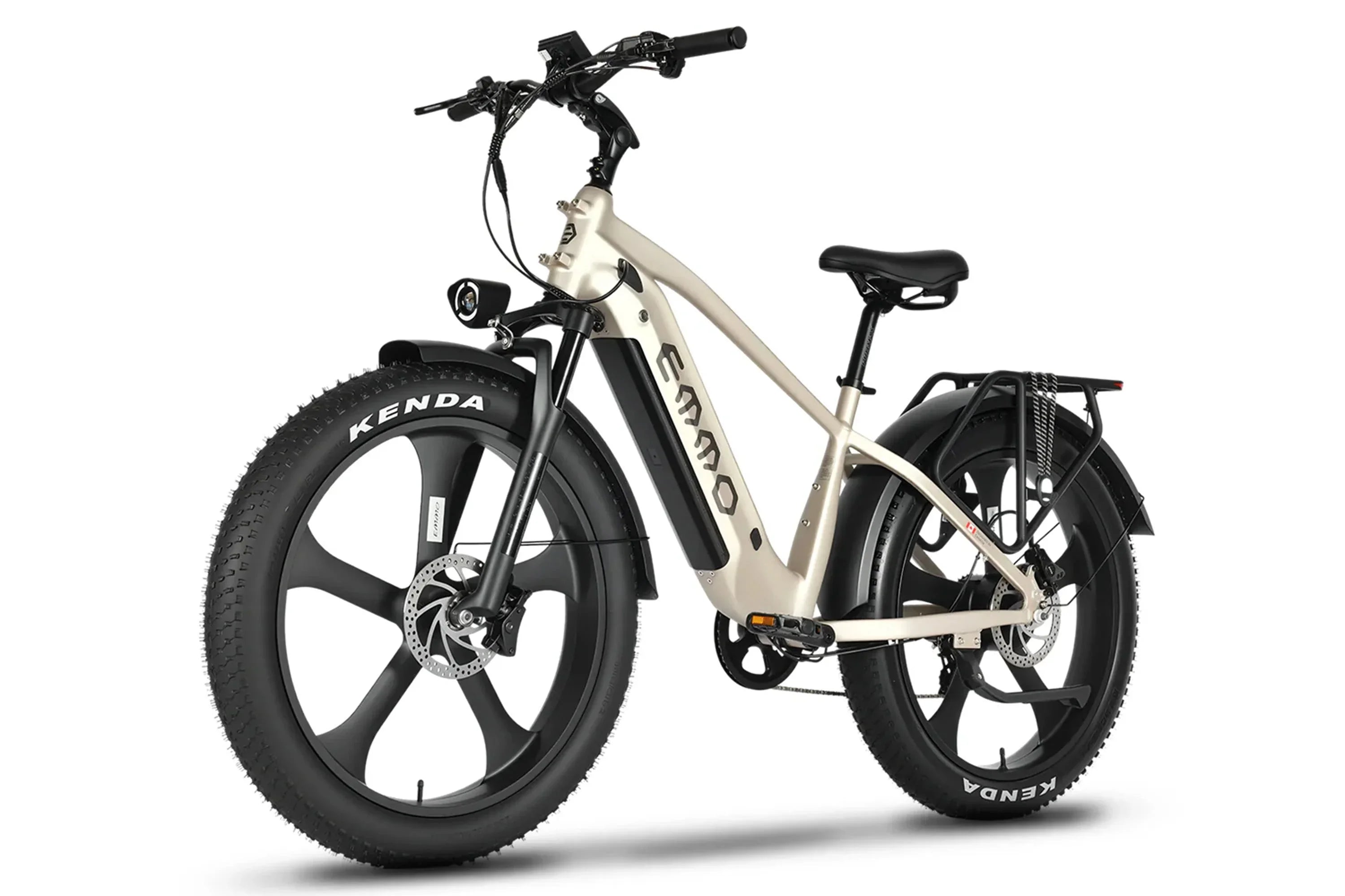 Champagne Emmo iKon Pro step-thru fat tire long range e-bike with Kenda tires