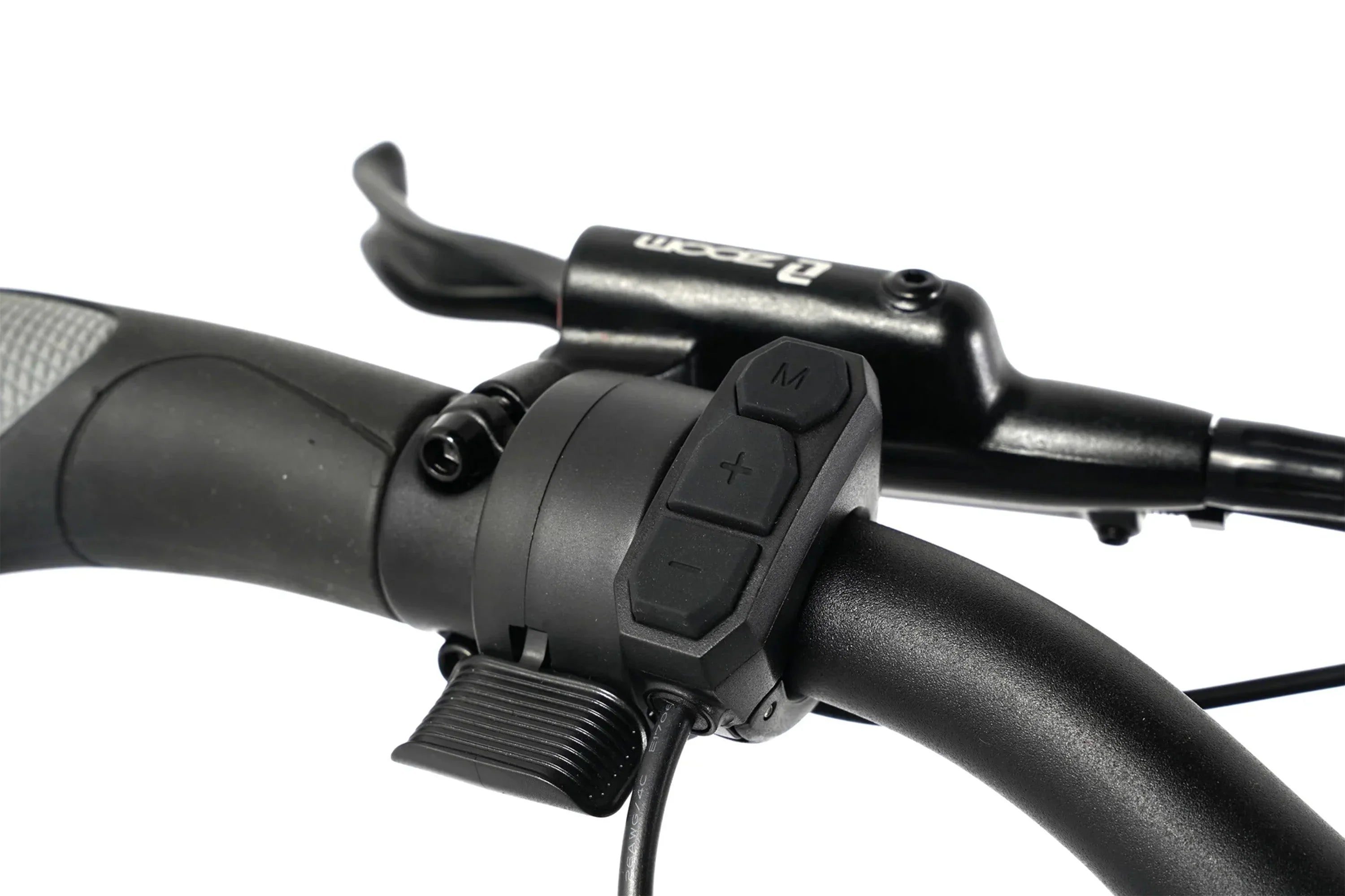 Close-up of Taubik Escape foldable fat tire e-bike handlebar control buttons