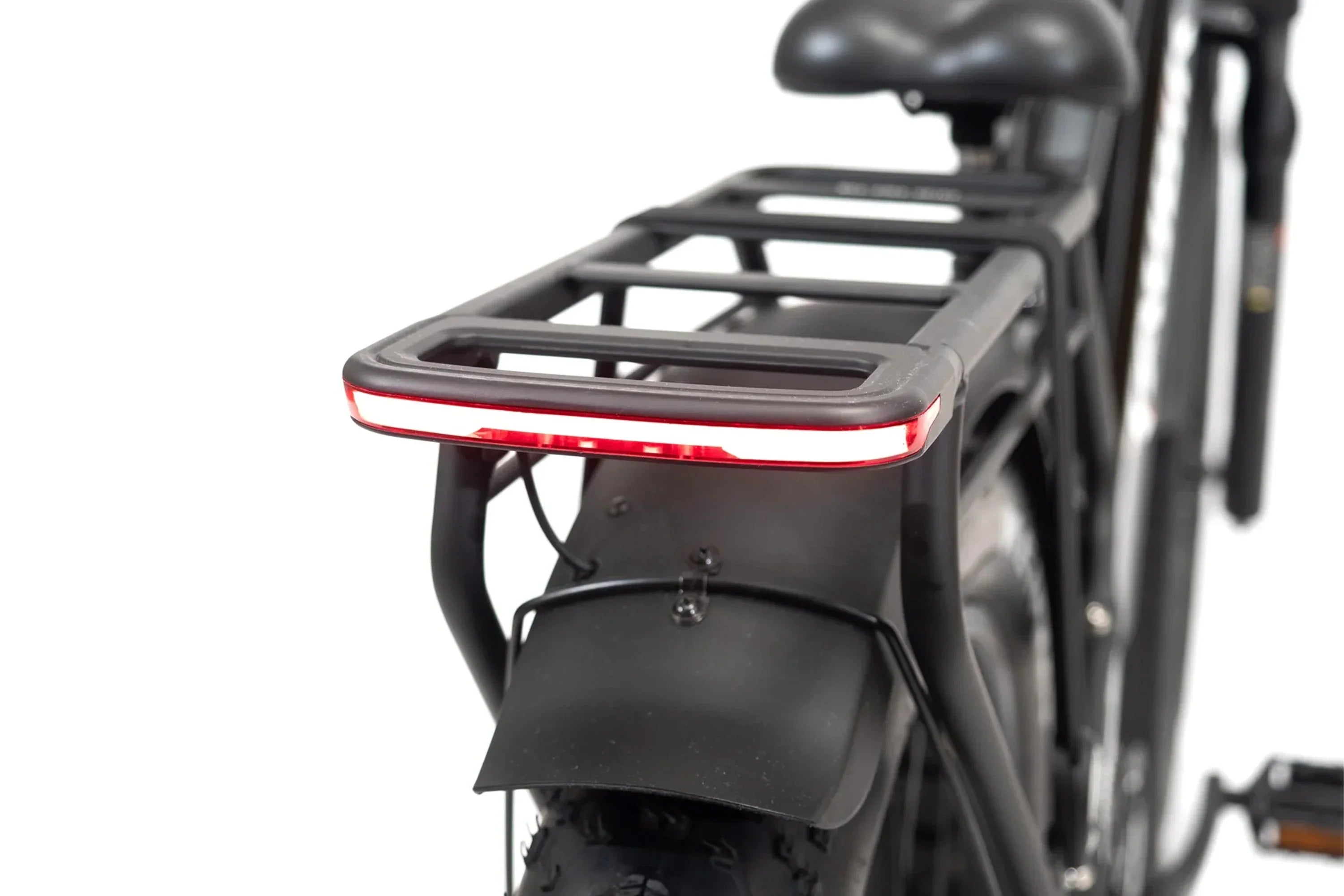 Rear rack and LED tail light on Taubik Westridge 4T off-road folding electric bike
