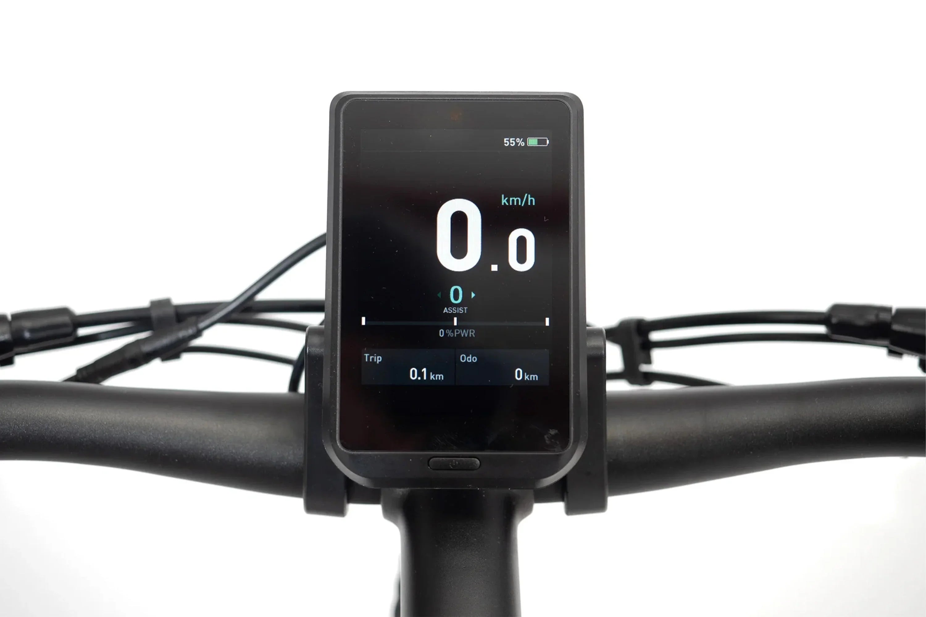 Close-up of Taubik Westridge 4T e-bike LCD display on black handlebars
