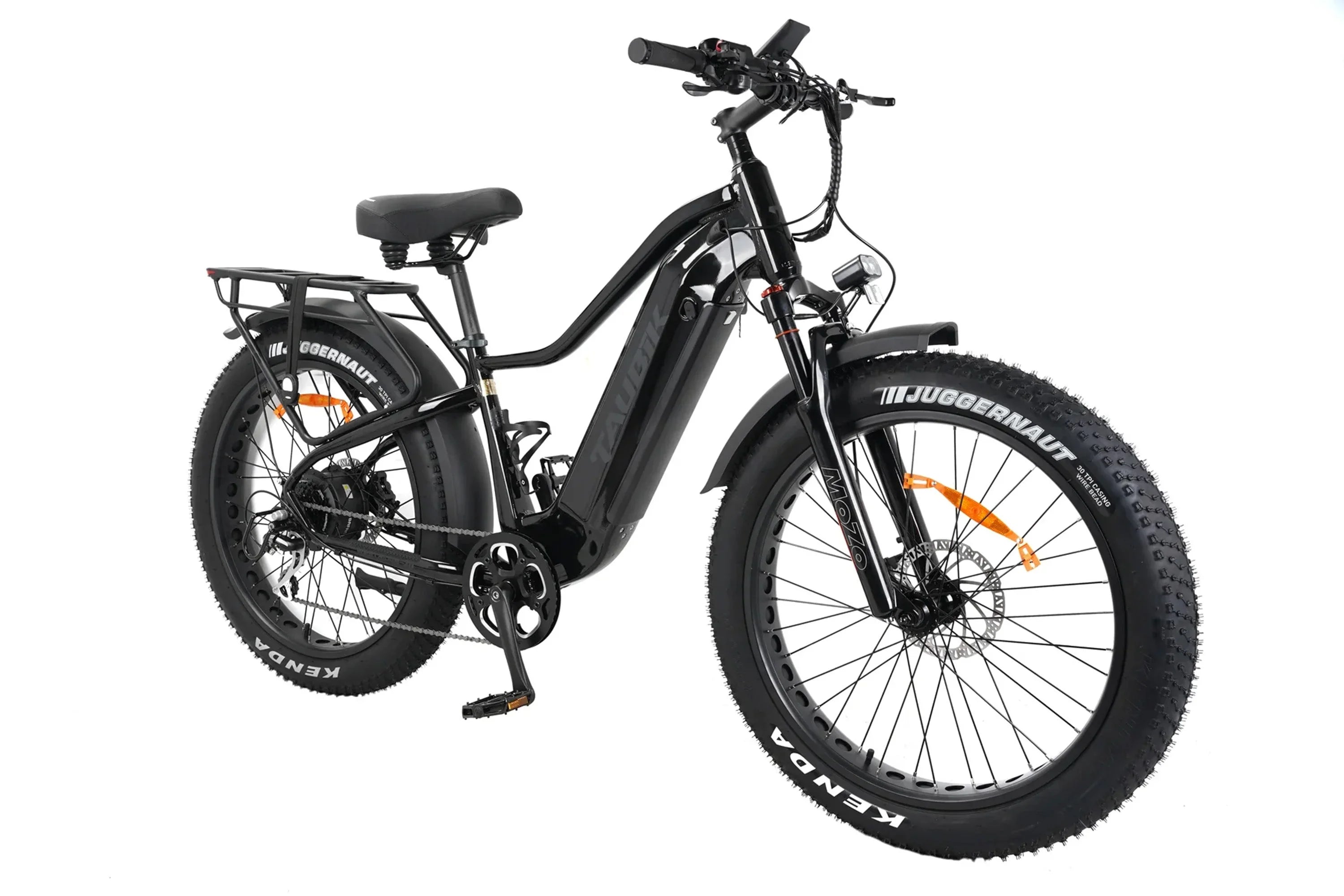 Black Taubik Westridge 4T off-road fat tire e-bike on white background