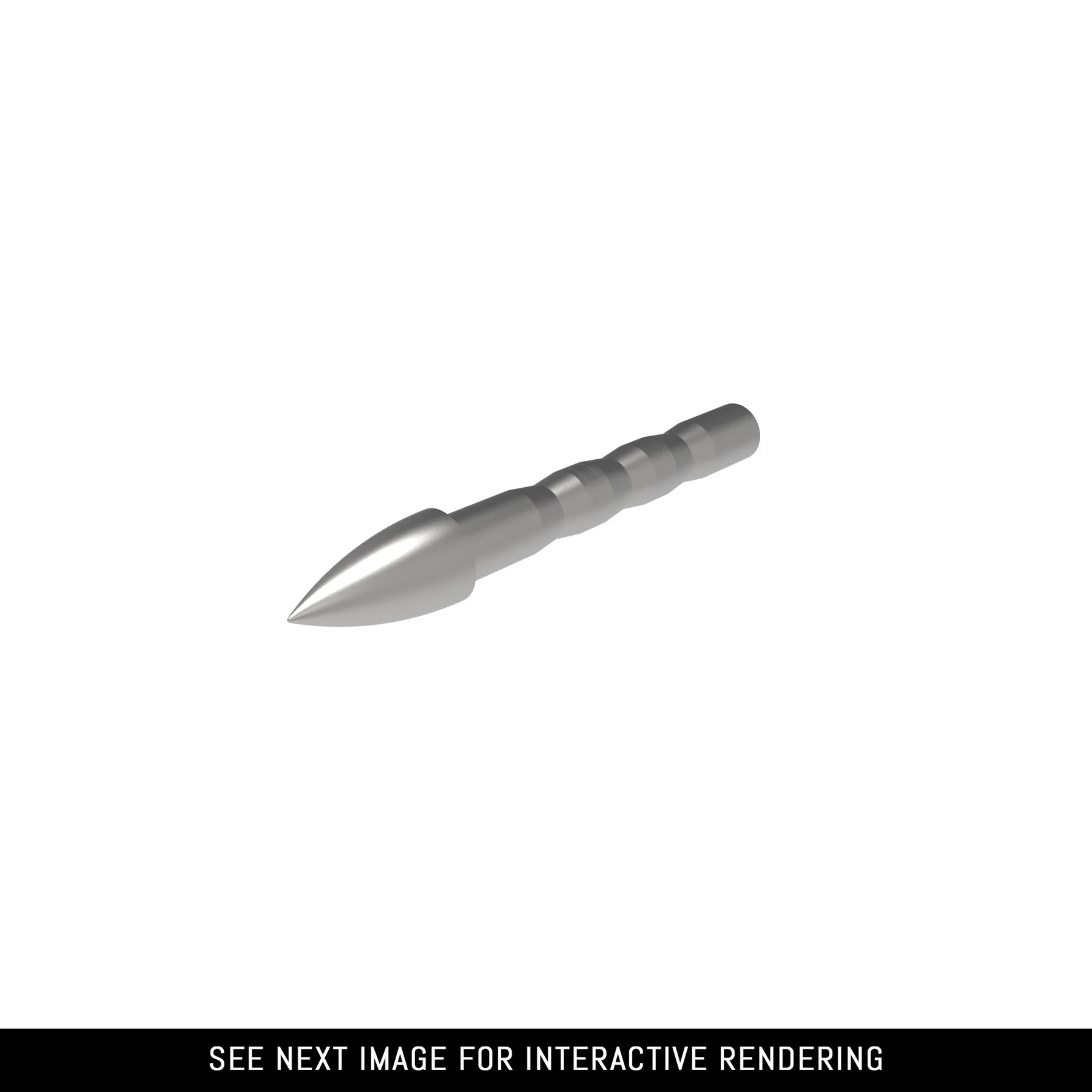 Silver archery field point insert for arrows on white background