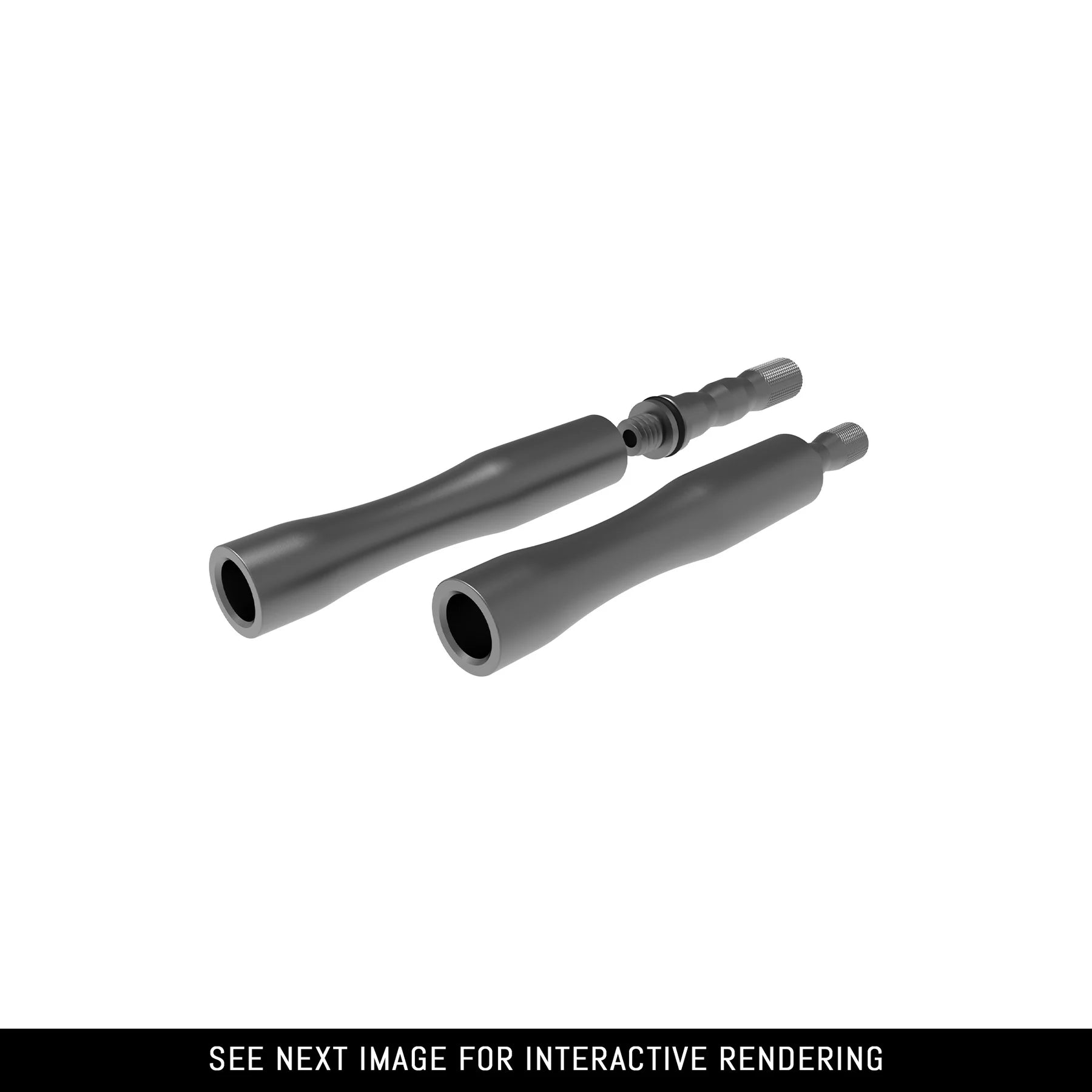 Black anodized aluminum archery stabilizer bars on white background
