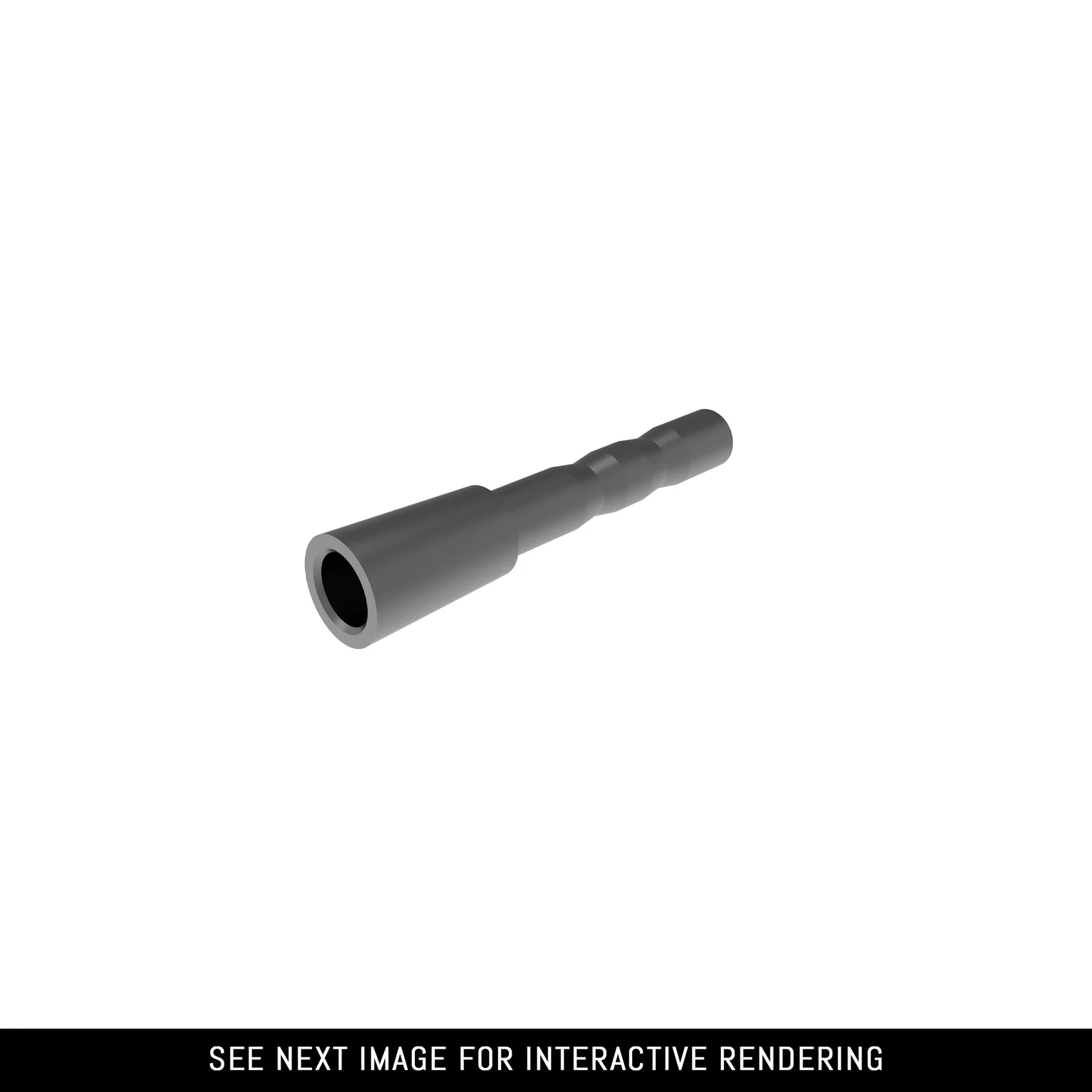 Black plastic archery arrow half outsert for hunting and bowfishing, isolated on white
