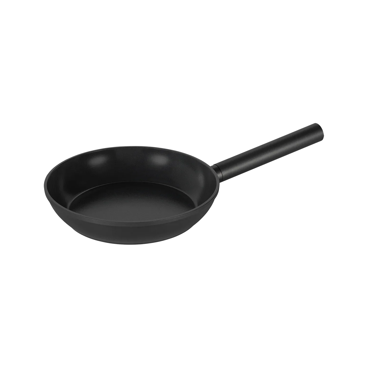 Black non-stick frying pan with long handle for camping or outdoor cooking