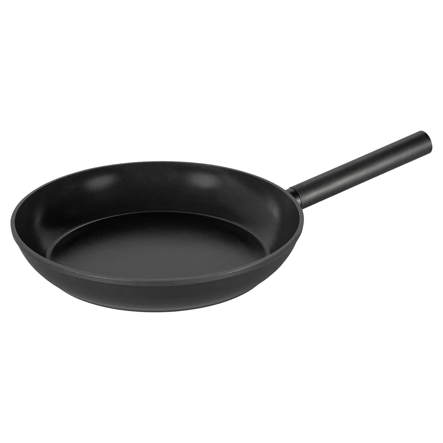 Black nonstick camping frying pan with long handle, ideal for outdoor cooking