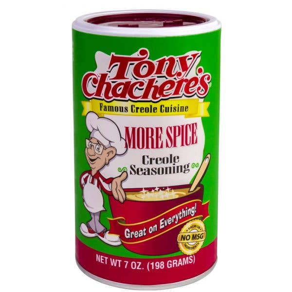 Tony Chachere's More Spice Creole Seasoning 7oz can with green and red label
