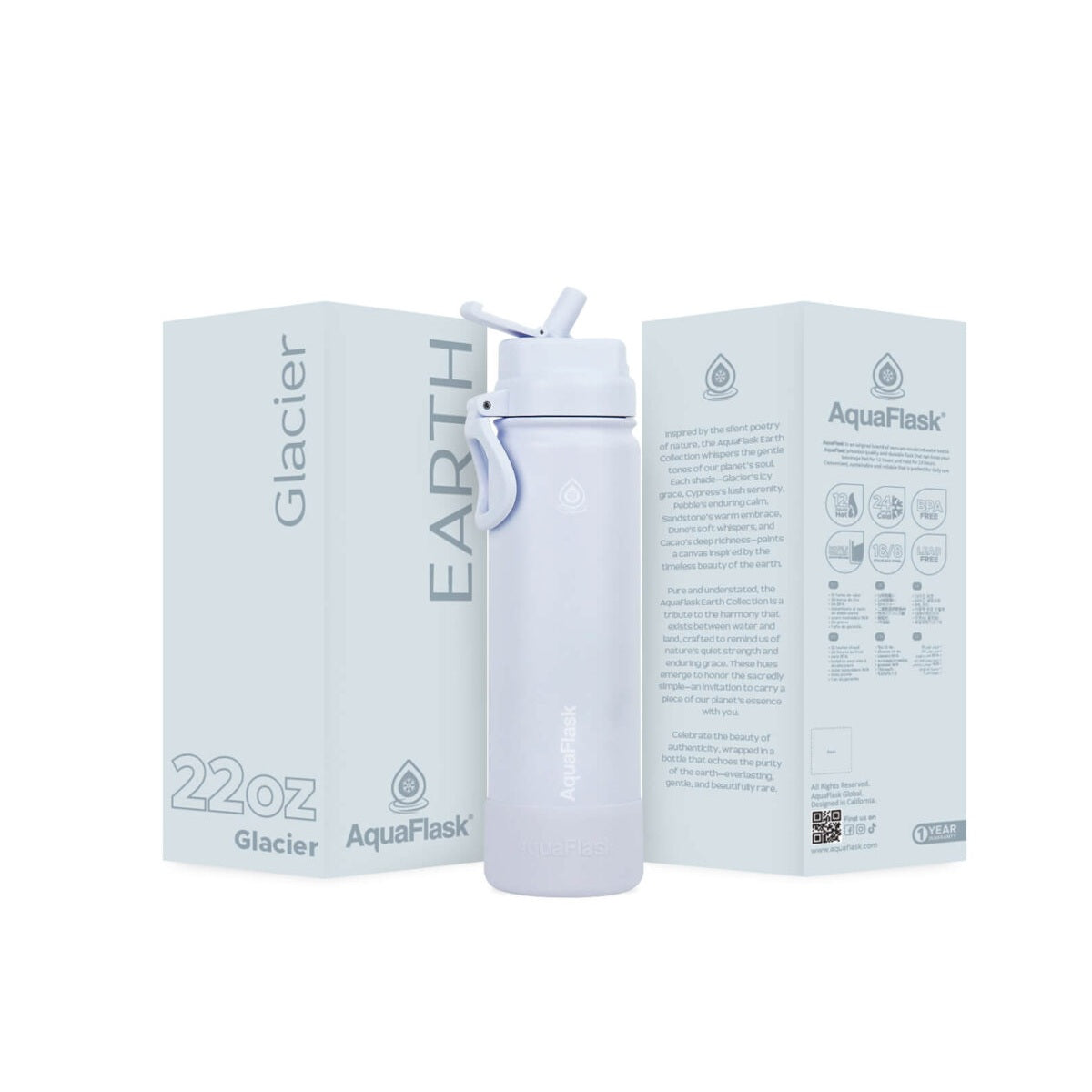 AquaFlask Earth Collection 22oz Stainless Steel Water Bottle – Insulated, Hot 12hrs Cold 24hrs