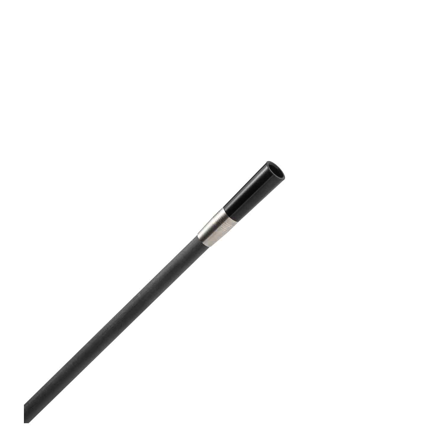 Carbon arrow shaft with black insert for archery on white background