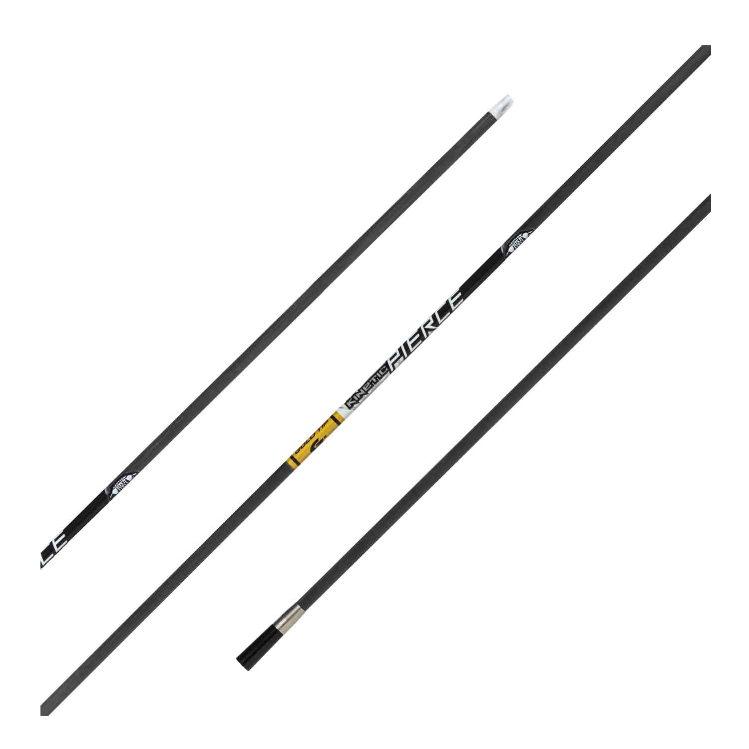 Carbon hunting arrow shafts with Pierce branding, black finish, for archery gear