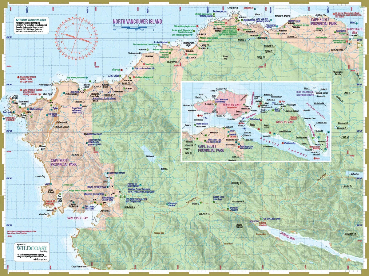 Wild Coast Publishing 244 North Vancouver Island Kayaking and Boating Map