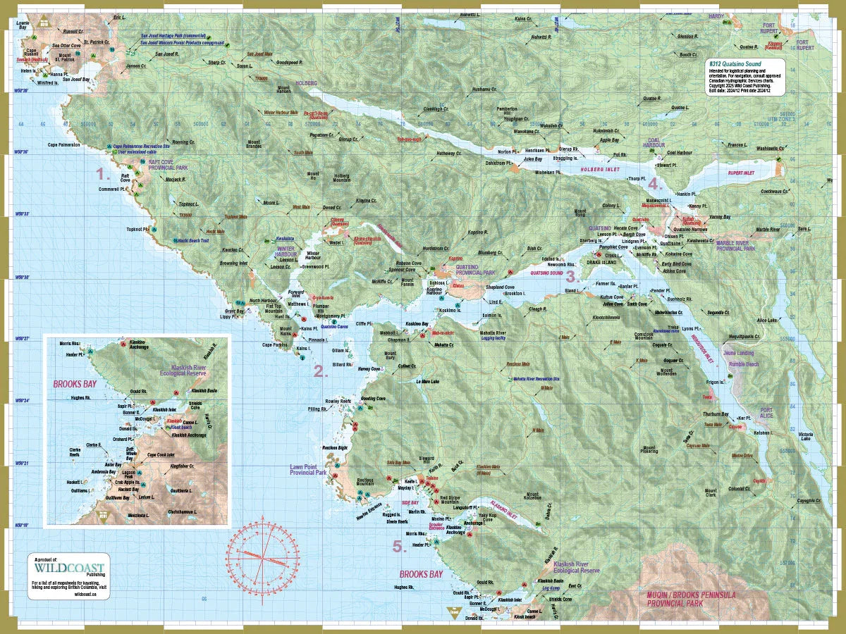 Wild Coast Publishing 245 Quatsino/Brooks Bay Kayaking and Boating Map