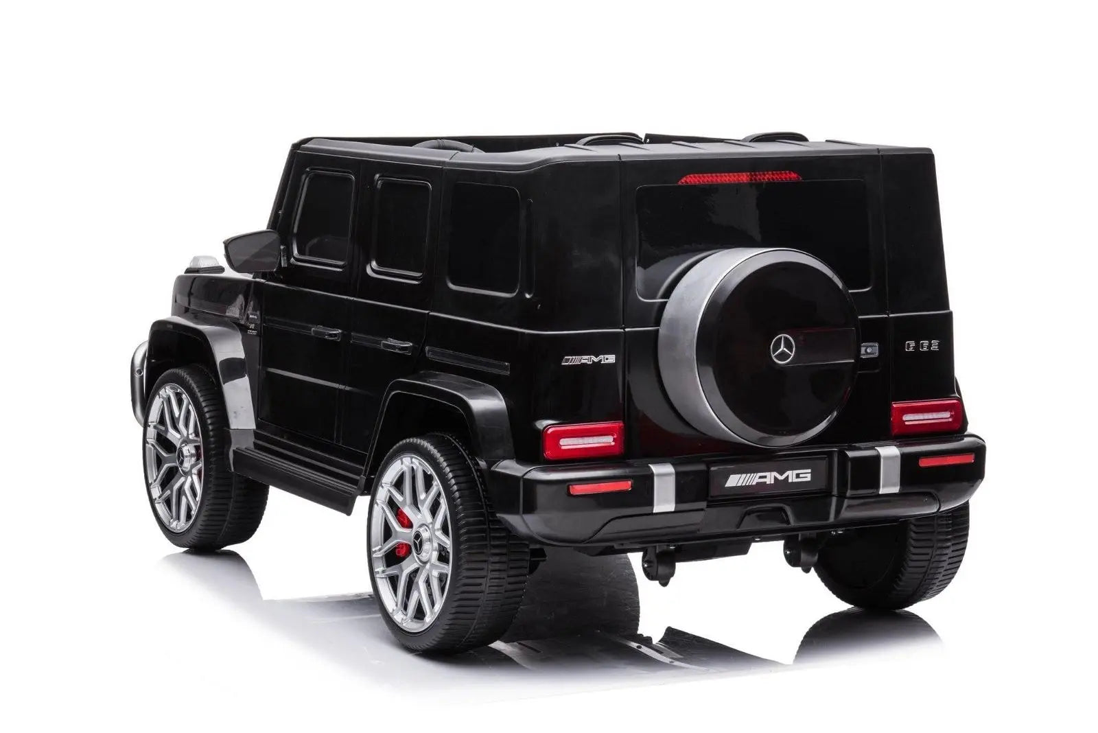 Black 2-seater Mercedes-Benz G63 AMG kids ride-on toy car with realistic details