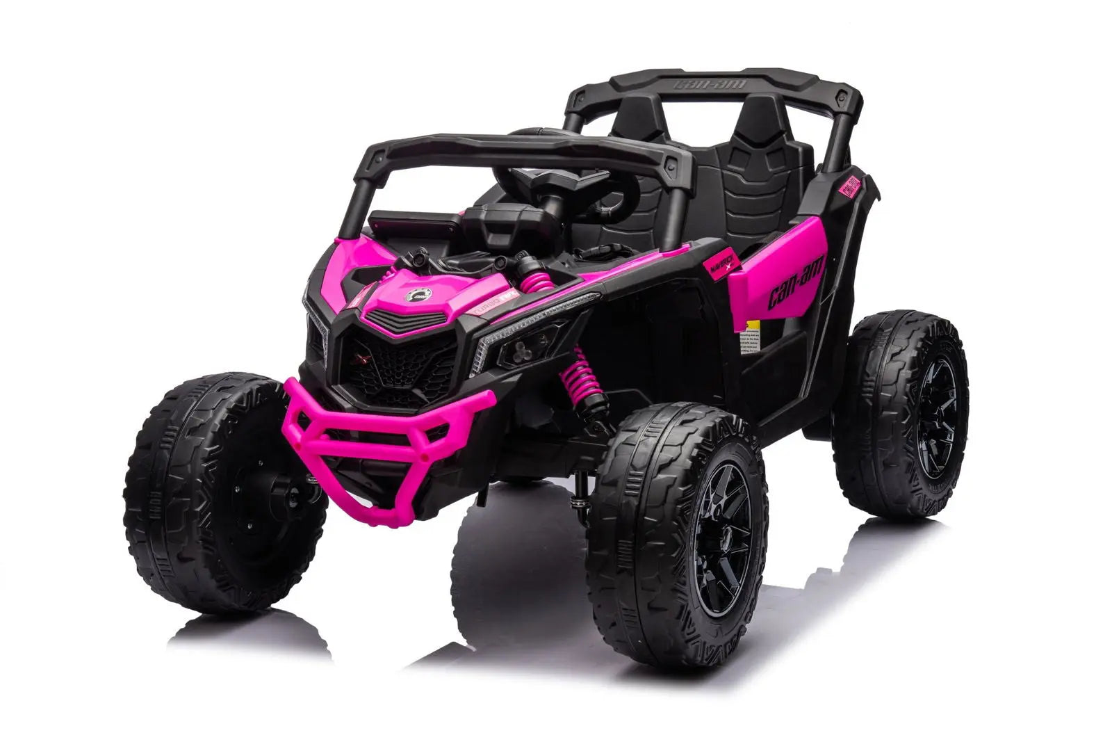 Pink and black 24V Can-Am Maverick kids electric ride-on UTV, single seater, off-road style