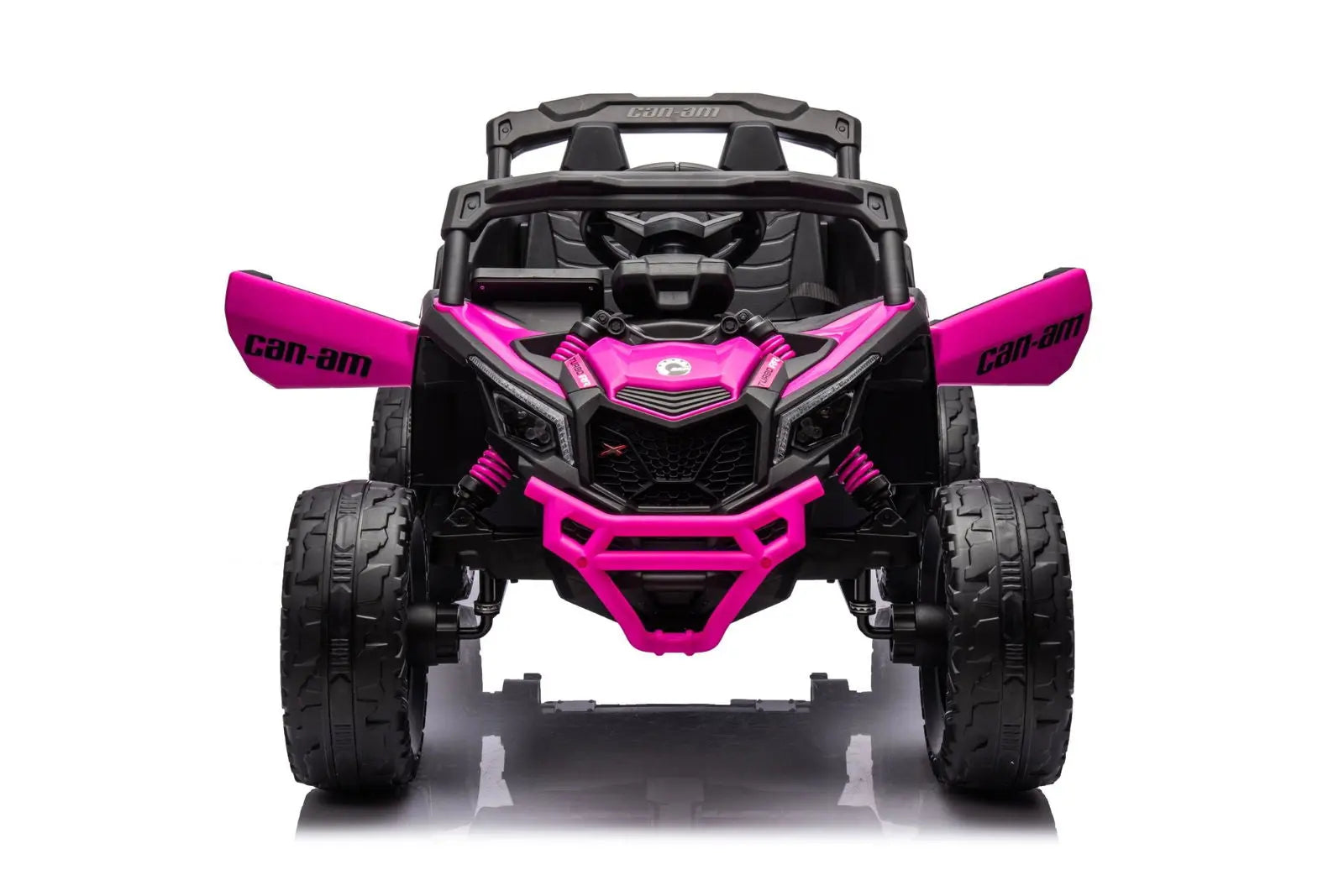 Pink Can-Am Maverick 24V kids electric ride-on UTV, 1-seater, front view