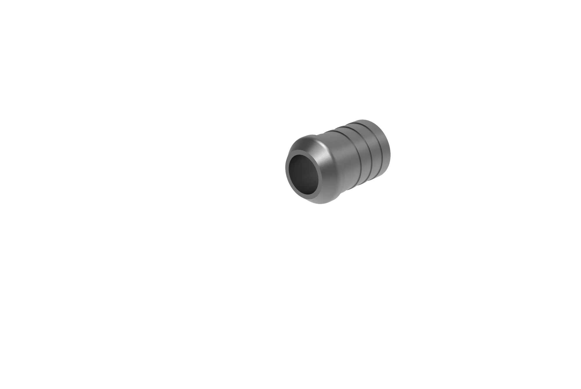 Aluminum archery nock bushing with grooved design on white background