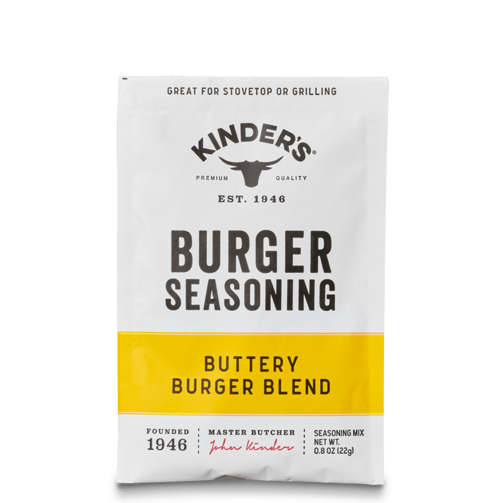 Kinder's Burger Seasoning Buttery Burger Blend packet for grilling or stovetop cooking