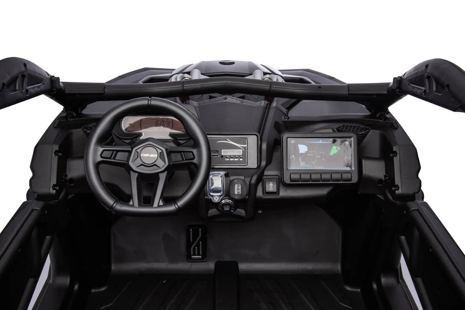 Can-Am Maverick 2 seater kids ride-on UTV dashboard with steering wheel and control panel