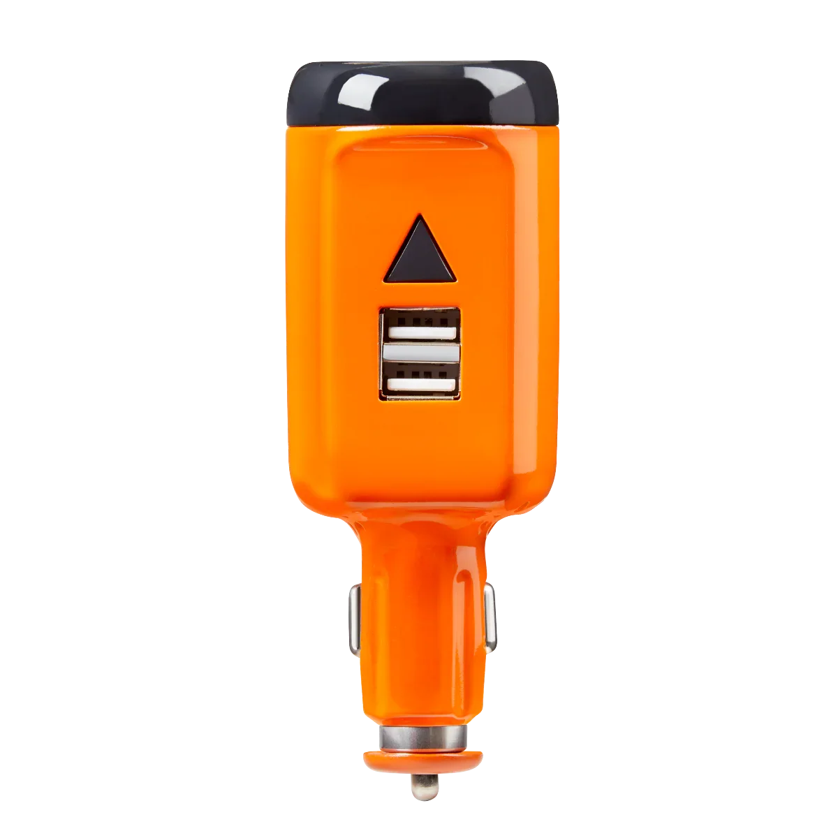 Orange dual USB car charger adapter for outdoor gear and camping accessories