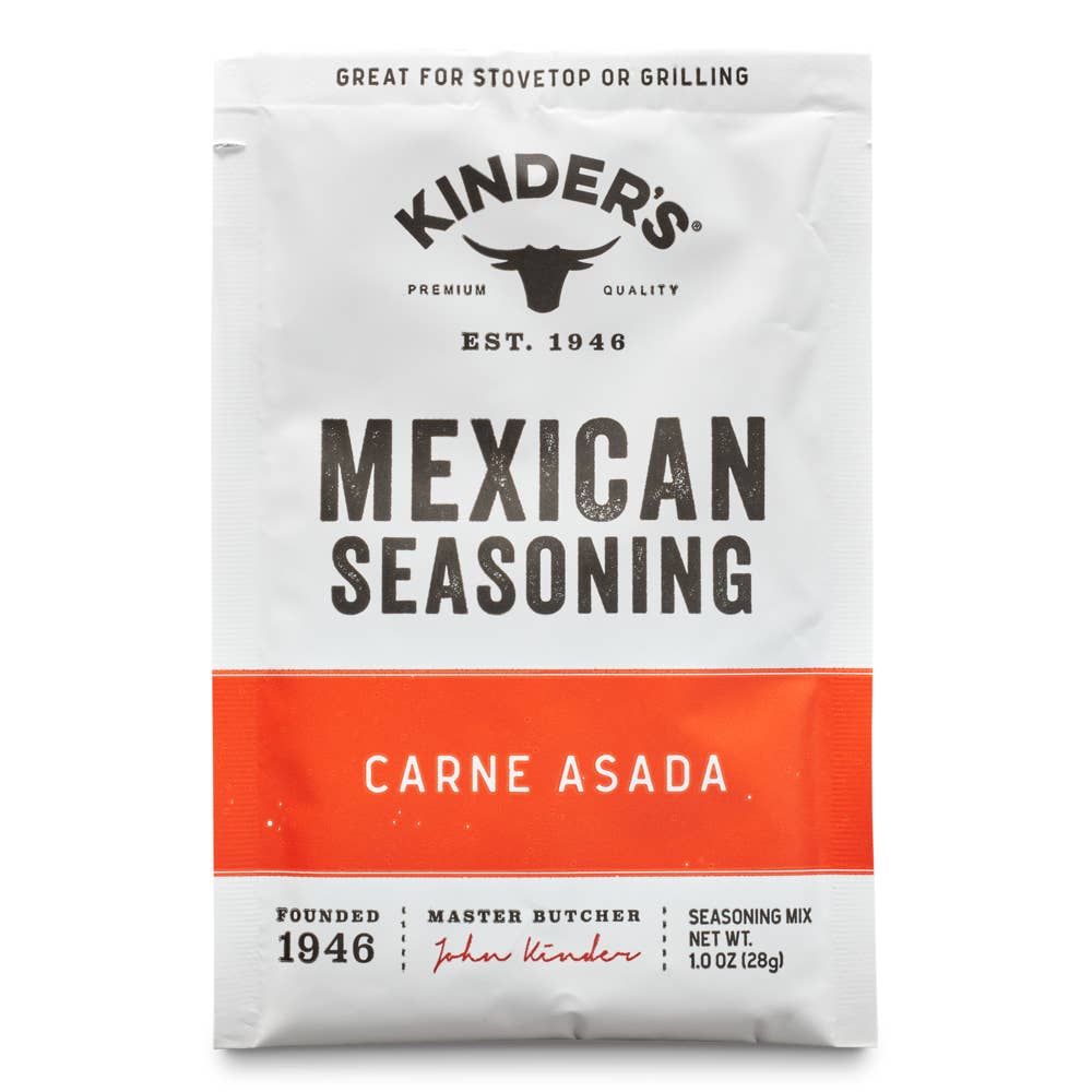 Kinder's Mexican carne asada seasoning packet for grilling or stovetop, 1 oz.