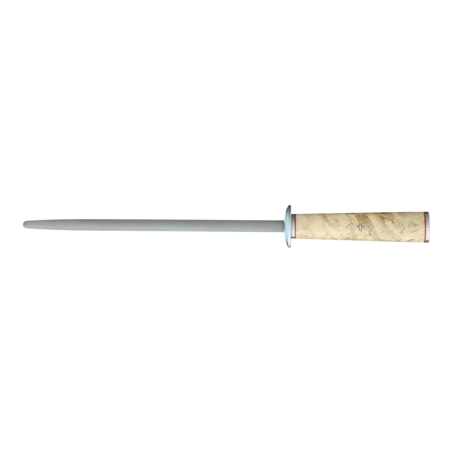 Sharpening rod with light wood handle for hunting and camping gear
