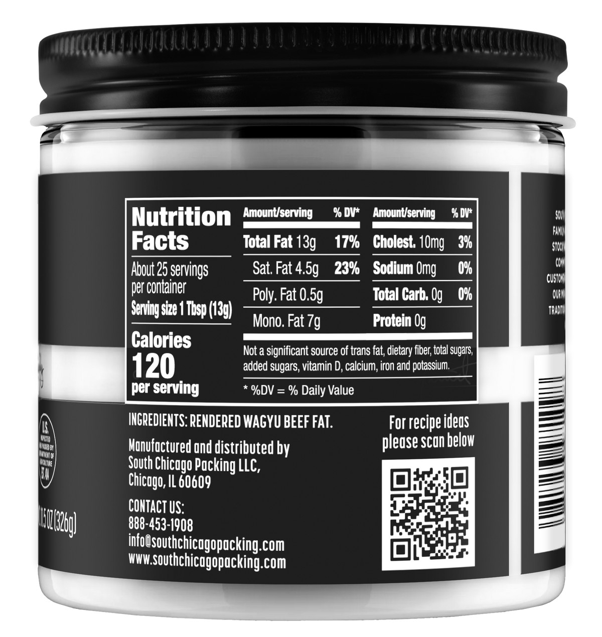 South Chicago Packing Wagyu Beef Tallow 11.5 oz Glass Jar - Image 2
